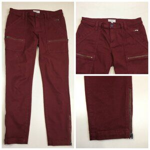 JOIE Red Wine/Bordeaux Multiple Zipper Pockets & Ankle Skinny Jeans